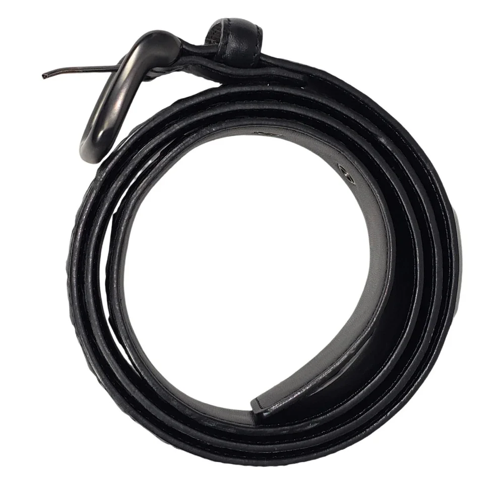 BOTTEGA VENETA INTRECCIATO LEATHER BELT – 100 CM / 40 IN – BLACK – MADE IN ITALY